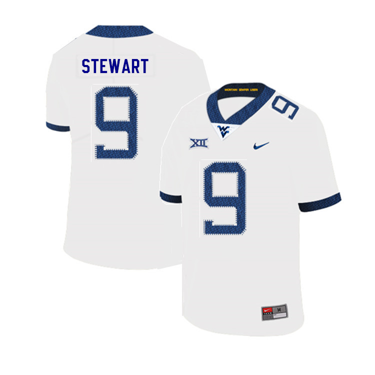 NCAA Men's Jovanni Stewart West Virginia Mountaineers White #9 Nike Stitched Football College 2019 Authentic Jersey RO23E57XA